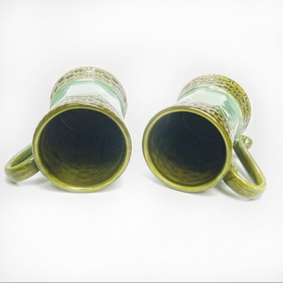 MCM Vintage Green Ceramic Coffee Cups - 1 Pair - Picture 5 of 10
